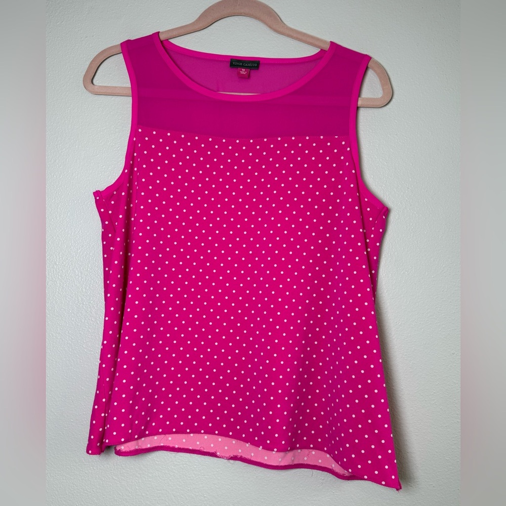 Vince Camuto Hot Pink Polka Dot Sleeveless Tank